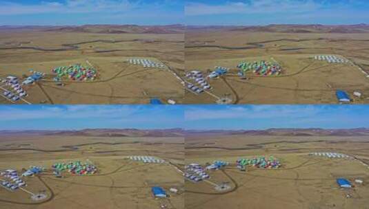 呼伦贝尔大草原上的彩色蒙古包高清在线视频素材下载