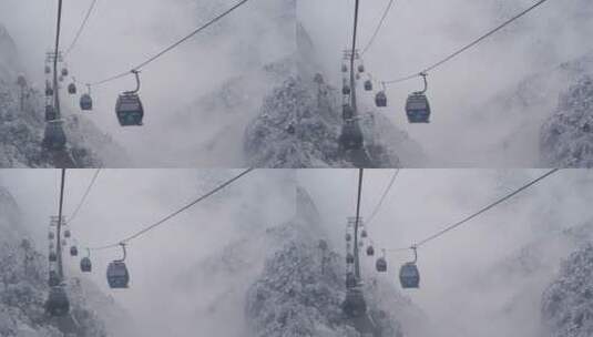 黄山索道雪景，缆车雪景高清在线视频素材下载