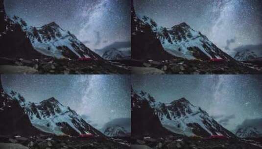 日夜变化的雪山景色高清在线视频素材下载