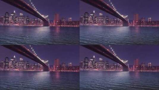 夜晚美丽的跨海大桥 长江大桥高清在线视频素材下载