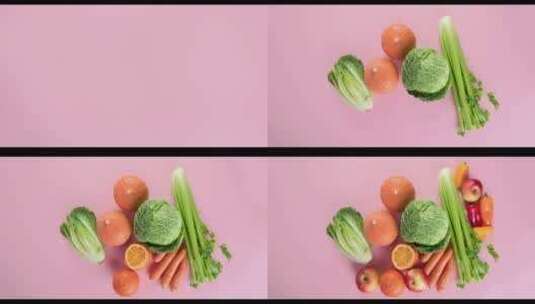 粉色背景中的蔬菜高清在线视频素材下载