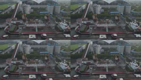 上海黄浦江货轮4K航拍高清在线视频素材下载