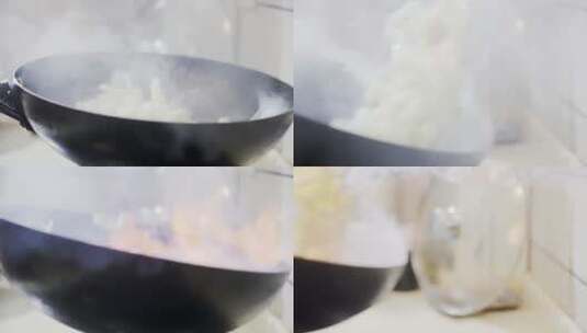 厨师颠勺翻锅烧菜高清在线视频素材下载