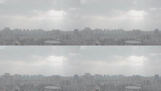 简阳城市阳光穿透云层轻微丁达尔光柱高清在线视频素材下载