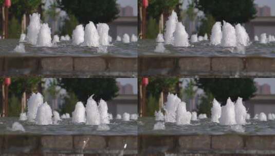 升格实拍广场喷泉高清在线视频素材下载