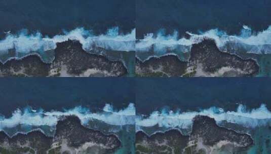 礁石滩大浪区的俯拍素材高清在线视频素材下载
