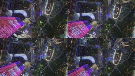 上海外滩陆家嘴建筑群夜景航拍4K原创高清在线视频素材下载