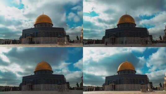 耶路撒冷的圆顶清真寺延时摄影高清在线视频素材下载