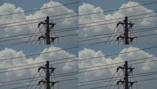 电线杆云朵滚动高清在线视频素材下载