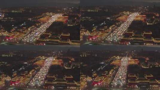 西安大唐不夜城全景航拍高清在线视频素材下载