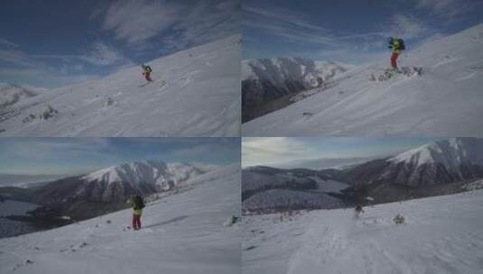 滑雪的人正在空中起跳高清在线视频素材下载