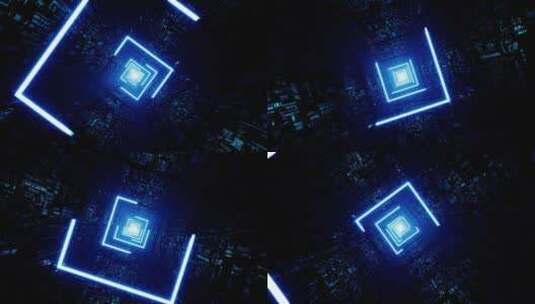 蓝色霓虹灯光隧道穿梭背景视频高清在线视频素材下载