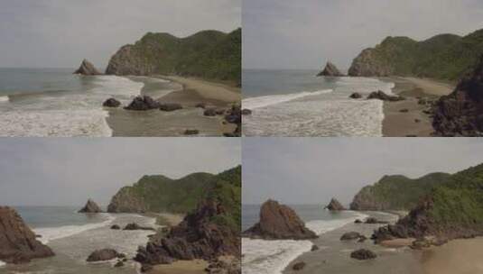 海边海滩倒退航拍高清在线视频素材下载