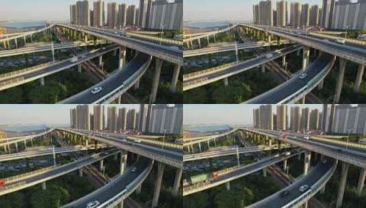无人机航拍城市立交桥高清在线视频素材下载
