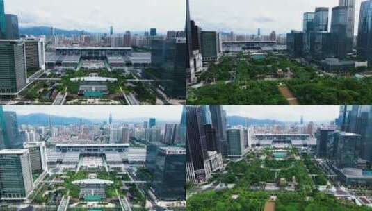 深圳会展中心和市民中心航拍高清在线视频素材下载