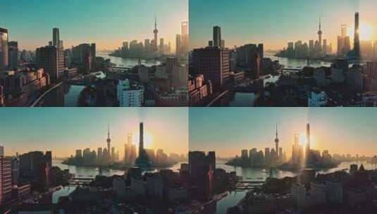 上海苏州河清晨高清在线视频素材下载