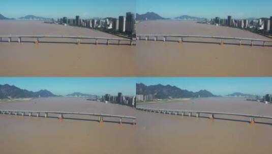 温州瓯越大桥航拍4K视频高清在线视频素材下载
