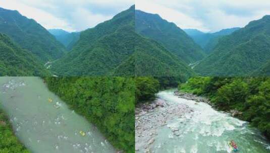 4K航拍峡谷漂流合集高清在线视频素材下载