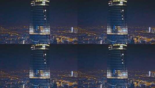 上海中心大厦夜景航拍高清在线视频素材下载