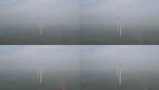 农村平原风力发电风车天润新能4高清在线视频素材下载