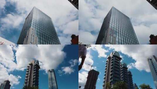 高清城市建筑蓝天白云延时拍摄高清在线视频素材下载