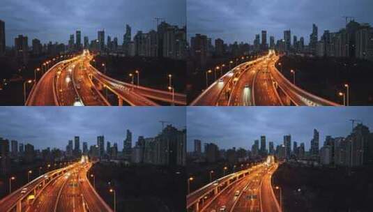 上海延安路立交高架城市风光航拍高清在线视频素材下载