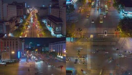 城市夜景车流航拍延时4k高清在线视频素材下载