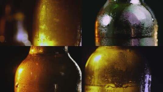 有水滴的冷啤酒瓶旋转高清在线视频素材下载