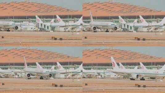 8k实拍飞机场停机坪飞机滑行高清在线视频素材下载