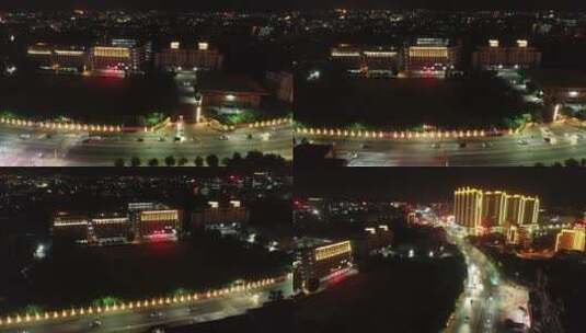 汕头潮南峡山324国道夜景航拍高清在线视频素材下载