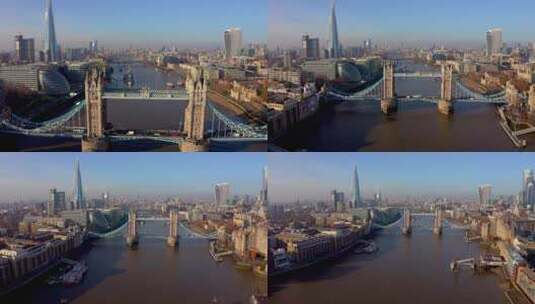 英国伦敦塔桥美景繁华都市高清在线视频素材下载