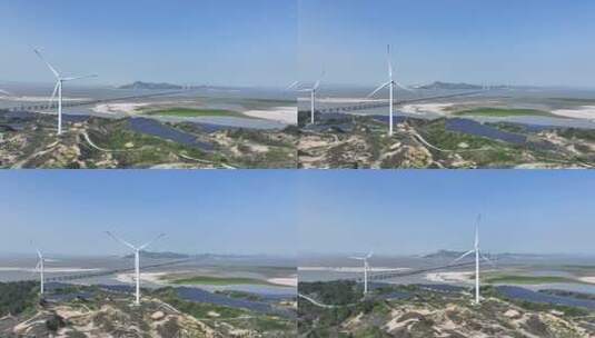 航拍鄱阳湖二桥旁的风光发电高清在线视频素材下载