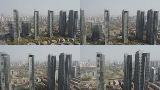 0054高清4k航拍天津地标城市建筑写字楼高清在线视频素材下载