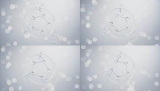 透明分子与蓝色背景3D渲染高清在线视频素材下载