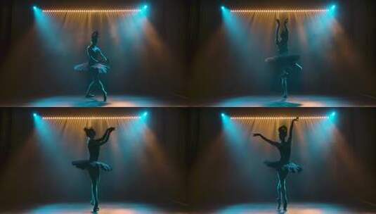 灯光下跳芭蕾舞的女人高清在线视频素材下载