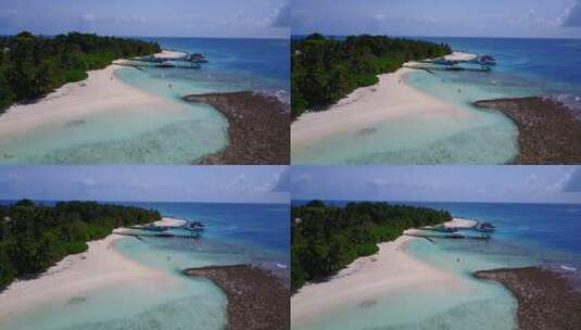 鸟瞰白色海滩和蓝色海洋高清在线视频素材下载