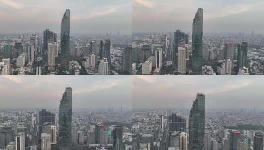 曼谷市中心曼谷和摩天大楼的航拍高清在线视频素材下载