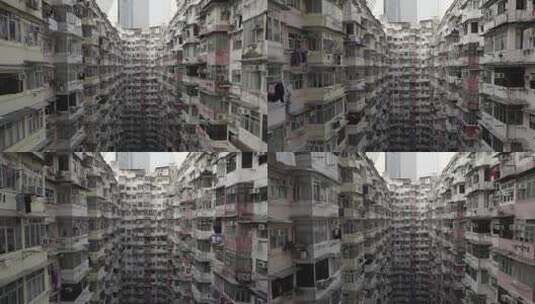 4k 香港怪兽大厦航拍高清在线视频素材下载