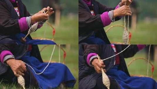 藏族妇女纺线织布劳作手工生活高清在线视频素材下载