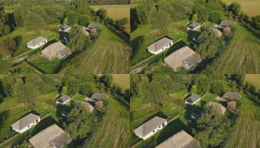 空中拍摄村庄风景高清在线视频素材下载