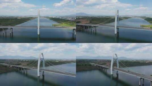 航拍北京潮白河上的密云.云蒙大桥高清在线视频素材下载
