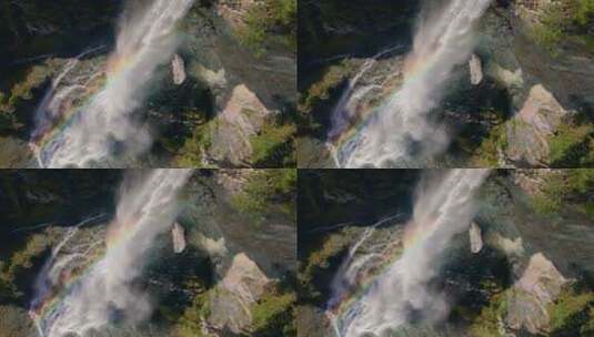 高山瀑布彩虹高清在线视频素材下载