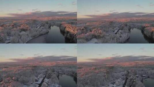 航拍冬季日落景观高清在线视频素材下载
