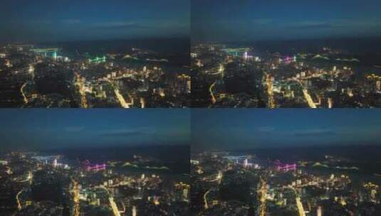 航拍宜昌城市夜景全景高清在线视频素材下载