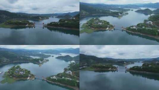 4K陕西安康瀛湖4A景区自然风光航拍视频高清在线视频素材下载