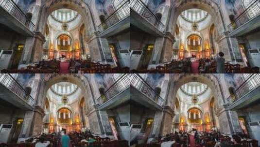 4K哈尔滨索菲亚教堂内部滑轨移动延时摄影高清在线视频素材下载