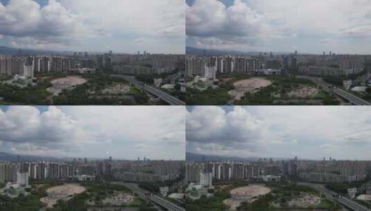 江西赣州城市风光蓝天白云航拍高清在线视频素材下载