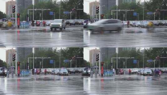 雨天 下雨 城市风光 写意 台风 雨中景色高清在线视频素材下载