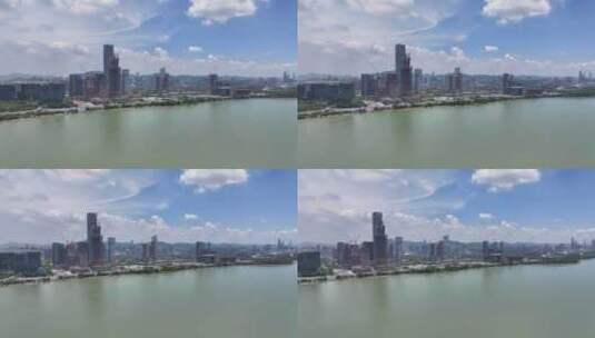 4K深圳湾蓝天白云航拍高清在线视频素材下载