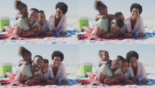 黑人在海滩上大笑的视频高清在线视频素材下载